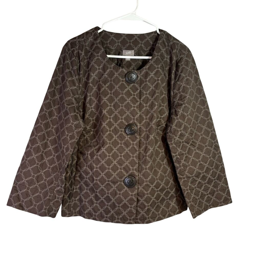 J. Jill Brown Quilted Utility Jacket Size Large C2